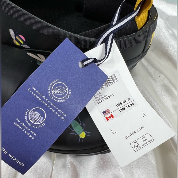 NEW Jules Rain Boot Shoe Black Bugs Size 11 - Picture 7 of 8